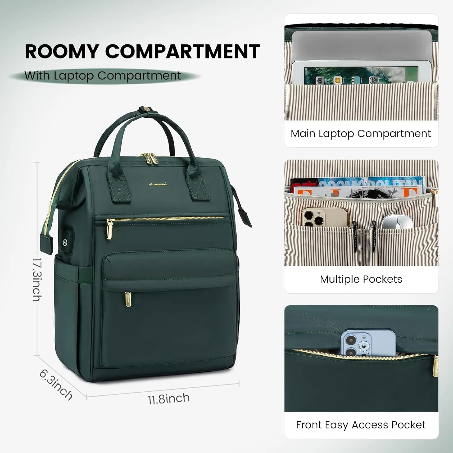 LOVEVOOK Laptop Backpack for Women,15.6 Inch Work Teacher Nurse Bag,Business Computer Backpack Purse with USB Port,Stylish Casual Daypack for Travel