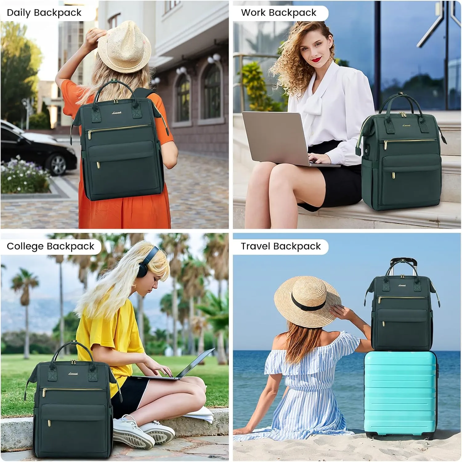 LOVEVOOK Laptop Backpack for Women,15.6 Inch Work Teacher Nurse Bag,Business Computer Backpack Purse with USB Port,Stylish Casual Daypack for Travel