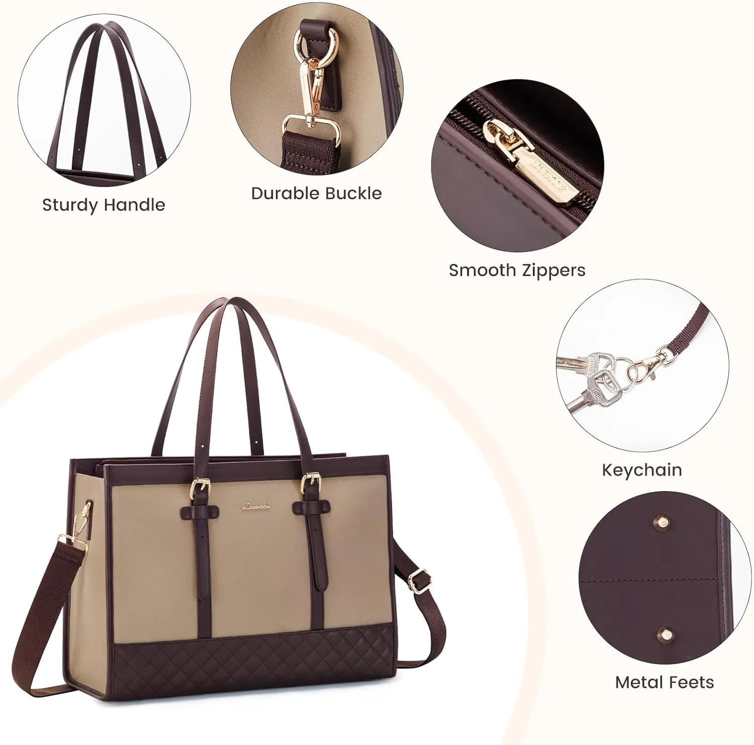 LOVEVOOK Laptop Tote for Women 15.6 Inch Canvas, Large Capacity Work Bag With Clutch Purse, Computer Office Business Briefcase, Casual Handbag for Travel College Teacher School