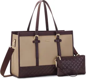 LOVEVOOK Laptop Tote for Women 15.6 Inch Canvas, Large Capacity Work Bag With Clutch Purse, Computer Office Business Briefcase, Casual Handbag for Travel College Teacher School