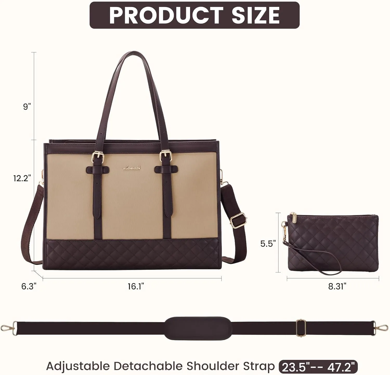 LOVEVOOK Laptop Tote for Women 15.6 Inch Canvas, Large Capacity Work Bag With Clutch Purse, Computer Office Business Briefcase, Casual Handbag for Travel College Teacher School