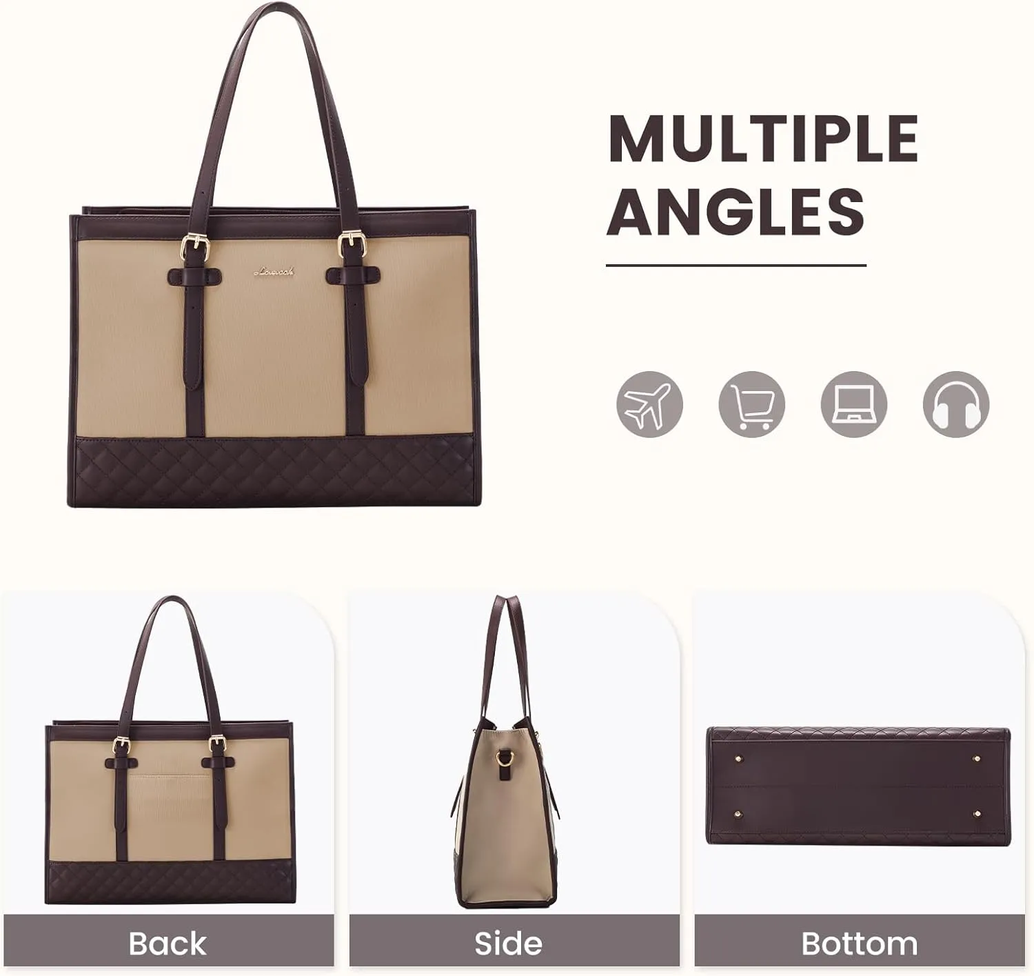 LOVEVOOK Laptop Tote for Women 15.6 Inch Canvas, Large Capacity Work Bag With Clutch Purse, Computer Office Business Briefcase, Casual Handbag for Travel College Teacher School