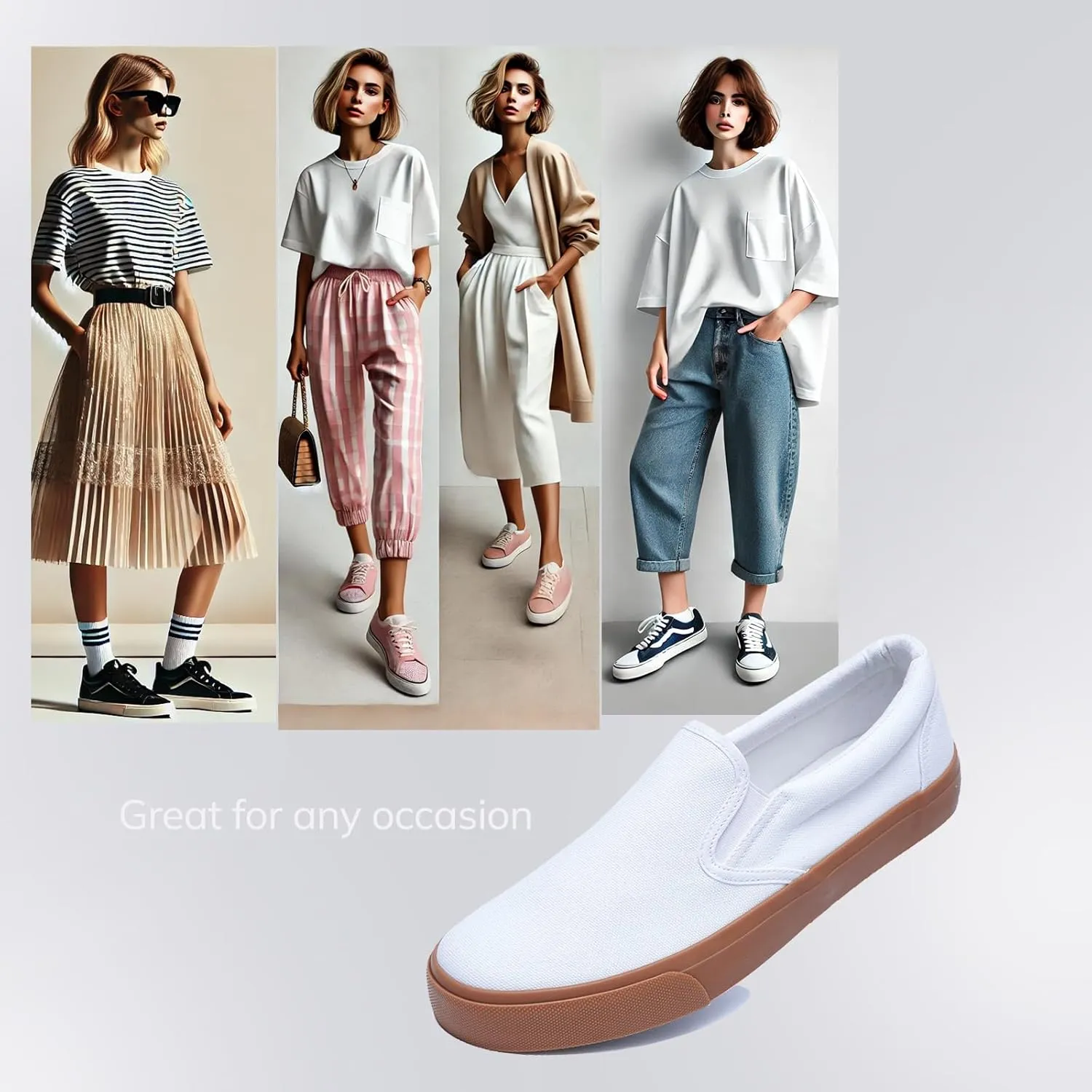 Low-Top Slip Ons Women's Fashion Sneakers Casual Canvas Sneakers for Women Comfortable Flats Breathable Padded Insole Slip on Sneakers Women Low Slip on Shoes