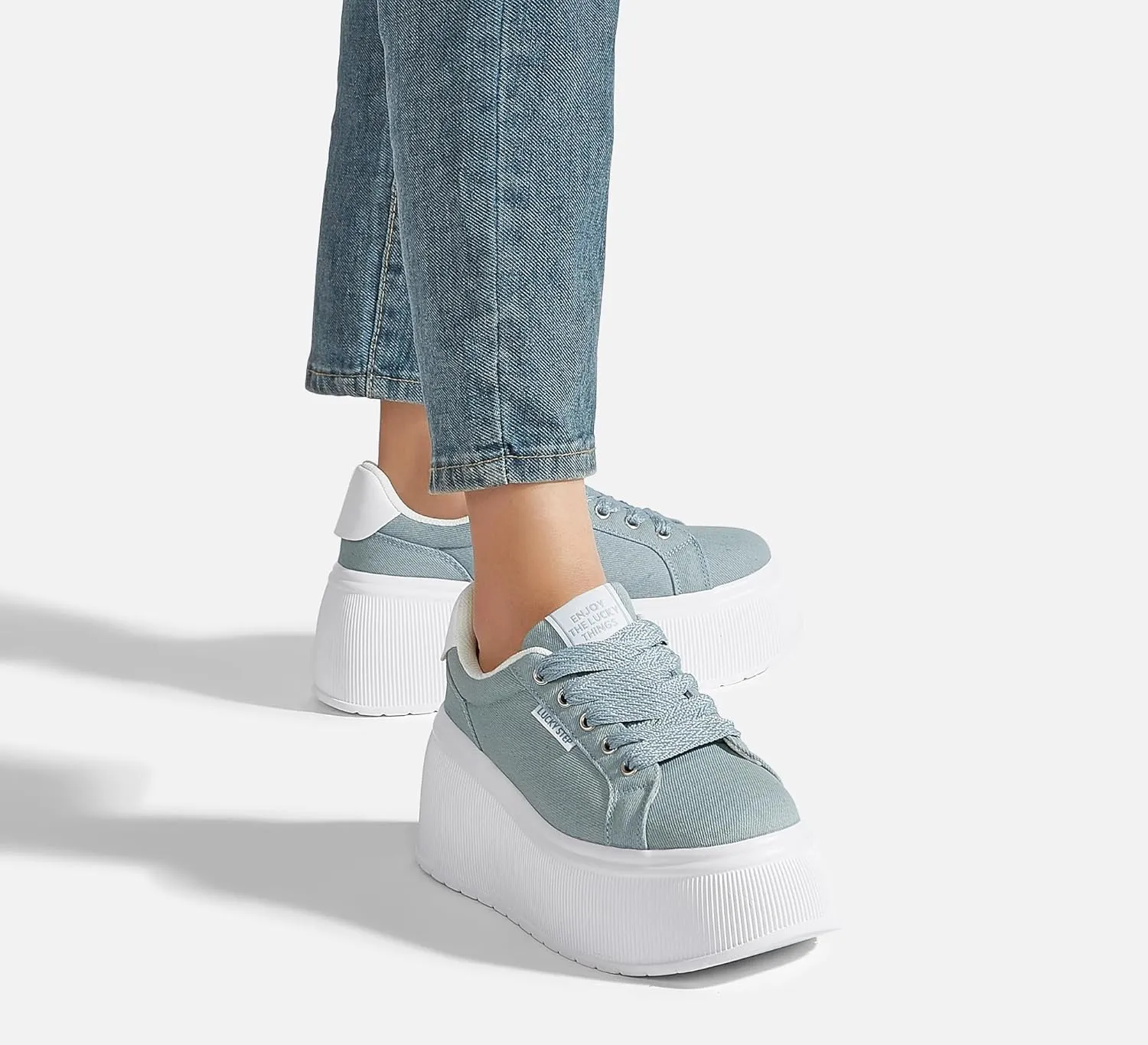 LUCKY STEP Women's Platform Fashion Sneakers Classic Wedge Canvas Casual Low Top Retro Walking Shoes