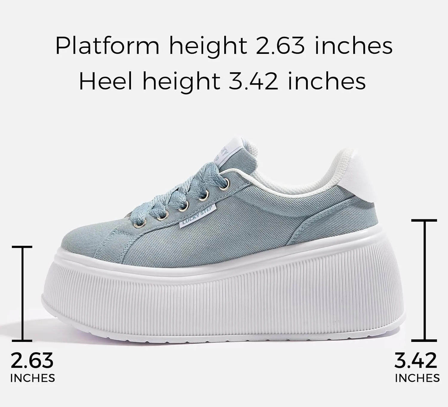 LUCKY STEP Women's Platform Fashion Sneakers Classic Wedge Canvas Casual Low Top Retro Walking Shoes