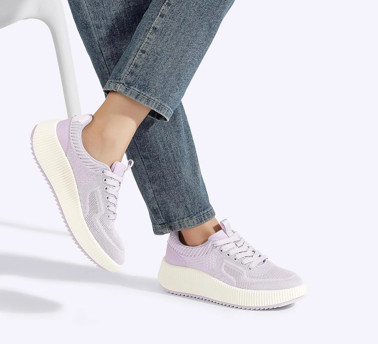LUCKY STEP Women's Platform Sneakers Rhinestone Fashion Chunky Casual Sparkly Retro Braided Walking Shoes