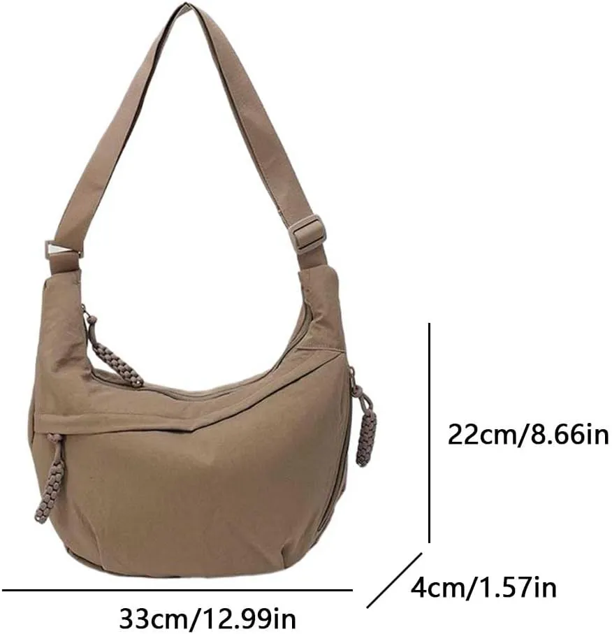 Lushandy Nylon Crescent Crossbody Luna Bag for Women - Moon Shoulder, Lightweight Sling, Casual Hobo Dumpling