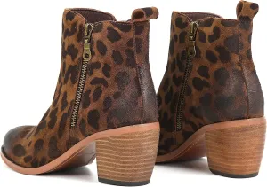 M CNBOME Women's Western Cowgirl Vintage leopard print Ankle Boot