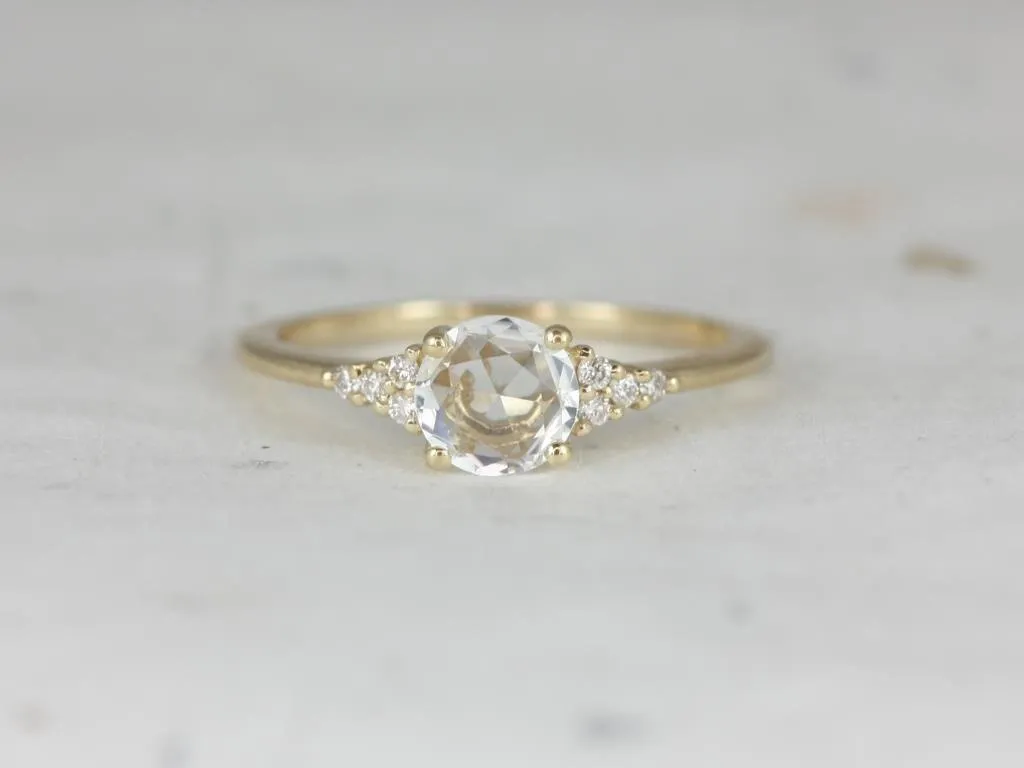 Malia 6mm 14kt Yellow Gold Rose Cut Sapphire Diamonds Cluster Round Ring