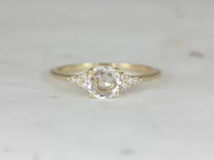 Malia 6mm 14kt Yellow Gold Rose Cut Sapphire Diamonds Cluster Round Ring