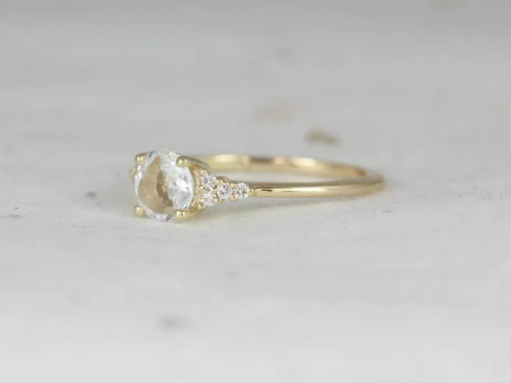Malia 6mm 14kt Yellow Gold Rose Cut Sapphire Diamonds Cluster Round Ring
