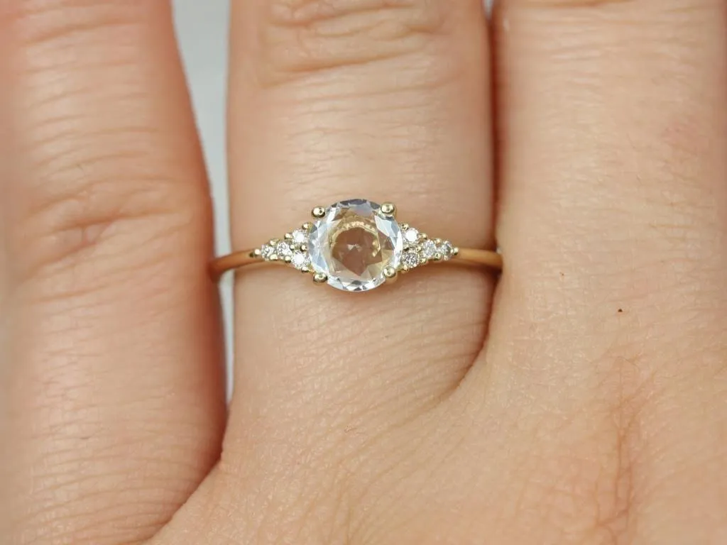 Malia 6mm 14kt Yellow Gold Rose Cut Sapphire Diamonds Cluster Round Ring
