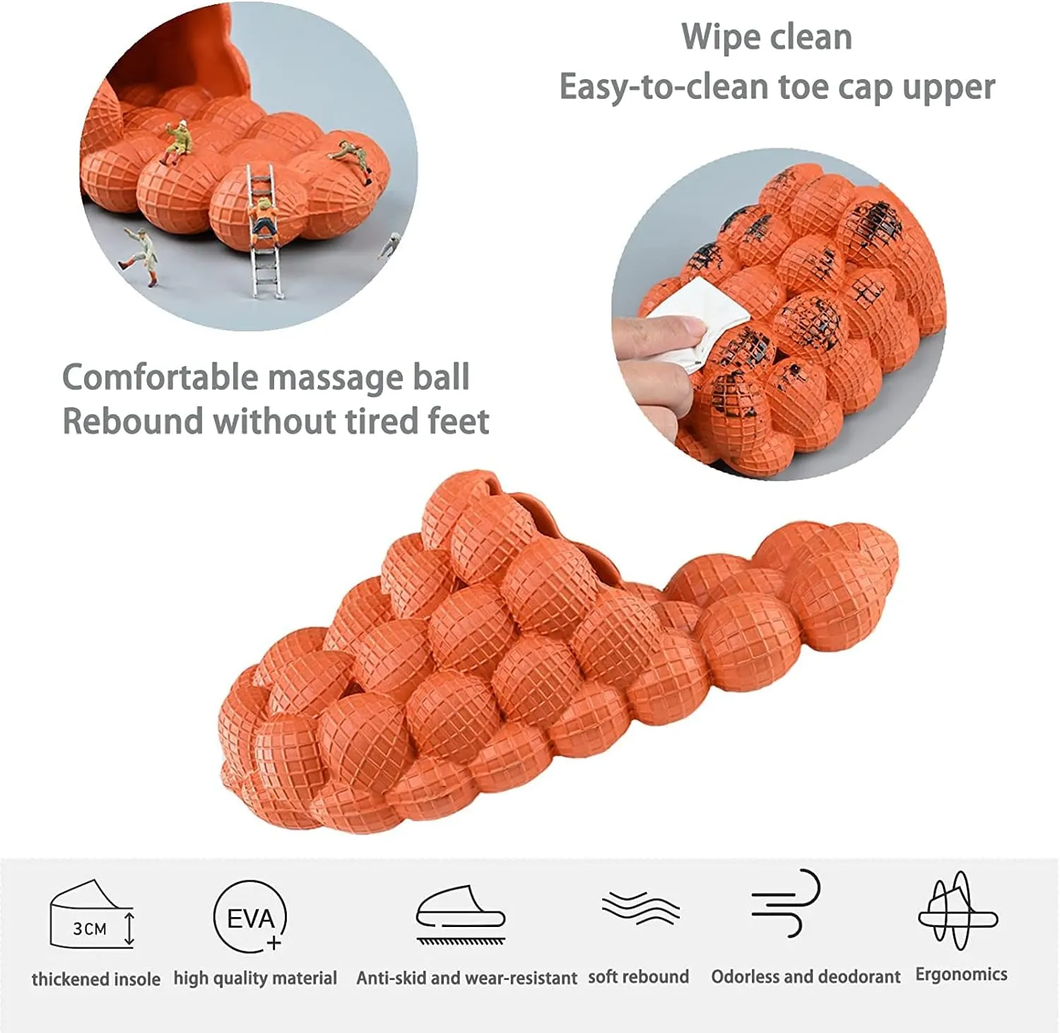 Massage Bubble Slides Slippers for Women Men, Funny Lychee Non-Slip Spa Slippers, Gym House Slippers Shower Bedroom Slippers, Thick Sole Spa Slides Slippers