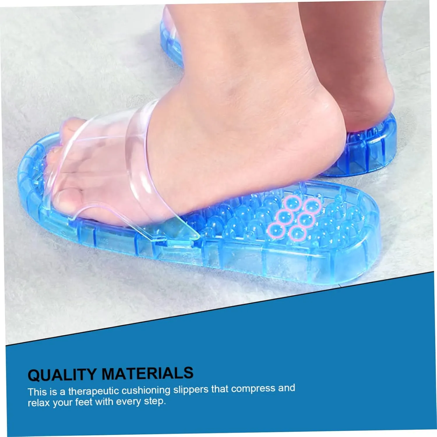 Massage Slippers for Summer Open Toe Anti-skid Dripping Crystal Design Bathhouse Footwear 1 Pair