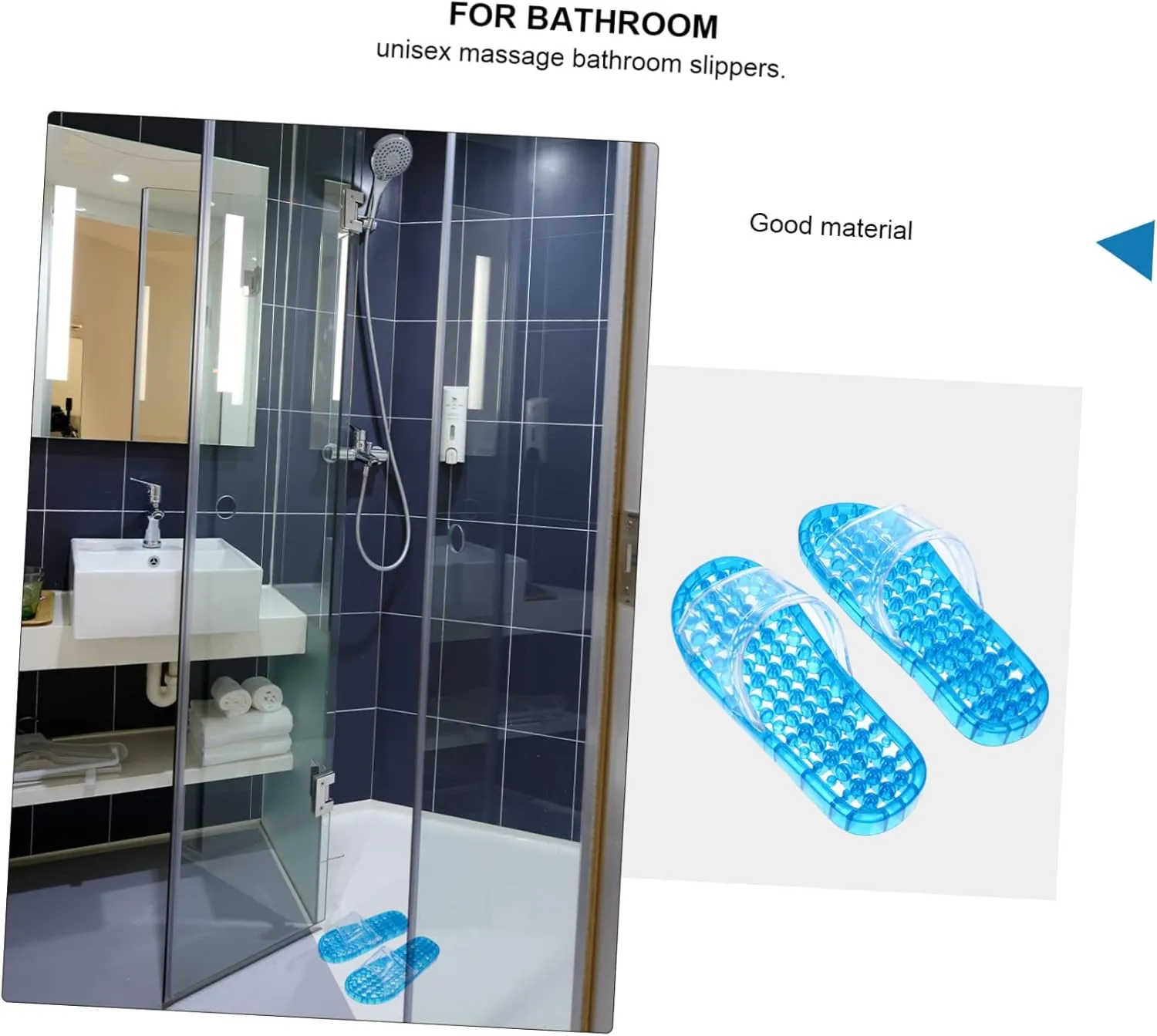 Massage Slippers for Summer Open Toe Anti-skid Dripping Crystal Design Bathhouse Footwear 1 Pair