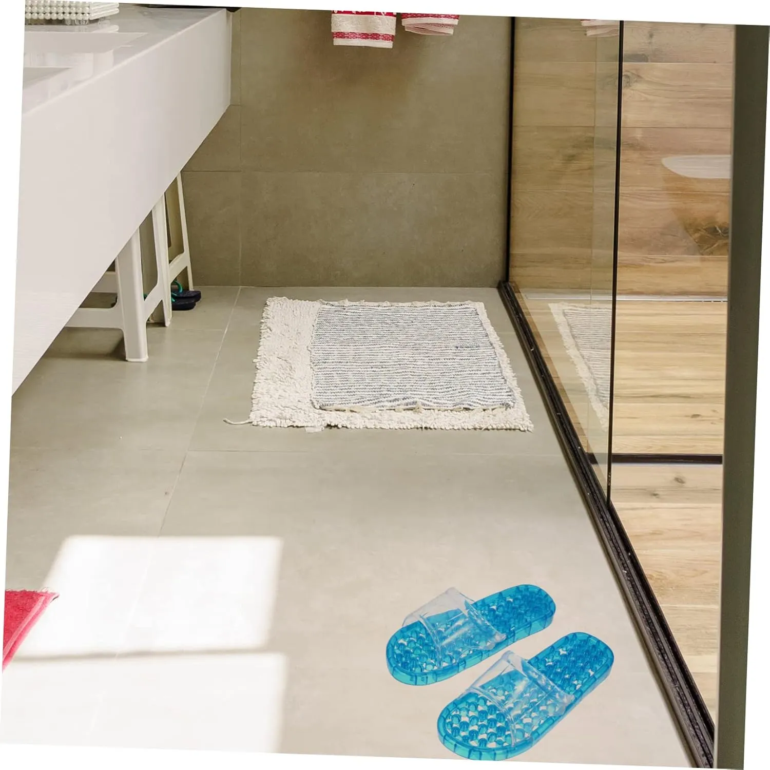 Massage Slippers for Summer Open Toe Anti-skid Dripping Crystal Design Bathhouse Footwear 1 Pair