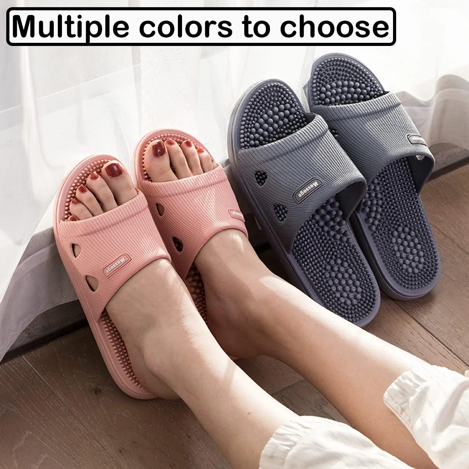 Massage Slippers for Women Men Acupressure Foot Plantar Fasciitis Sliders House Ladies Reflexology Sandals Shower Shoes Non-Slip Quick Drying Pool Beach Indoor Outdoor