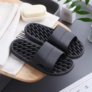 Massage Slippers Shoes for Men Women,Feet Sole Point Massage Slippers,Home Couple Slippers, Bathroom Non-Slip Bath Slippers,Black,39-40