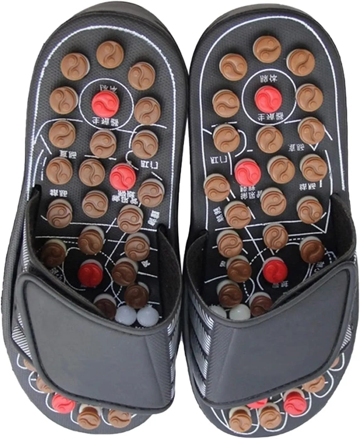 Massage Slippers Women, Foot Massagers Acupressure Massage Slippers for Men Womens Relief Plantar Heel Arch Arthritis Neuropathy Pain Sandals Elderly Gift (Color : Black, Size : EUR 38-39)