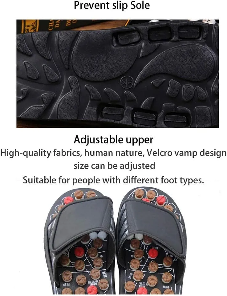 Massage Slippers Women, Foot Massagers Acupressure Massage Slippers for Men Womens Relief Plantar Heel Arch Arthritis Neuropathy Pain Sandals Elderly Gift (Color : Black, Size : EUR 38-39)