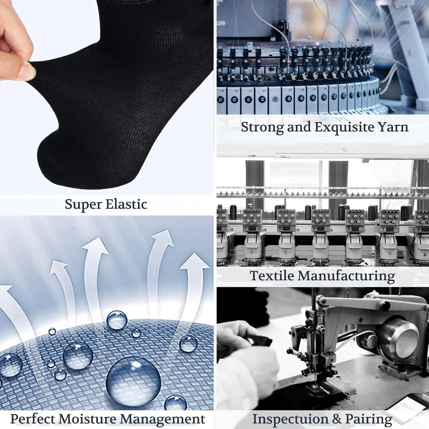  MD 4 & 6 Pairs Bamboo Diabetic Crew Socks, Non-Binding Loose Fit for Women & Men, Soft Cushioned Sole Moisture Wicking