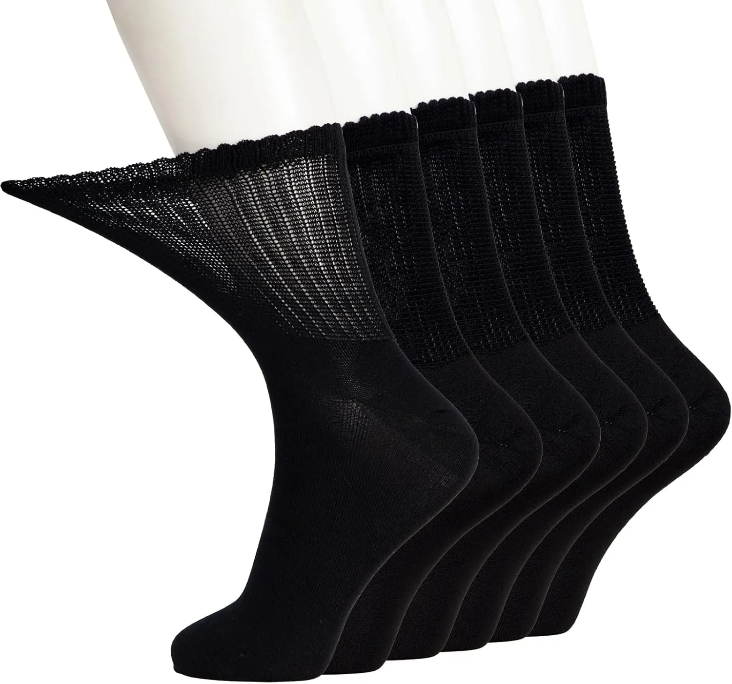  MD 4 & 6 Pairs Bamboo Diabetic Crew Socks, Non-Binding Loose Fit for Women & Men, Soft Cushioned Sole Moisture Wicking