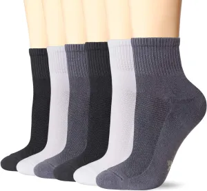  MD 6 Pairs Ankle Quarter Socks for Women and Men, Smell Control Cushioned Sole Casual Athletic Socks