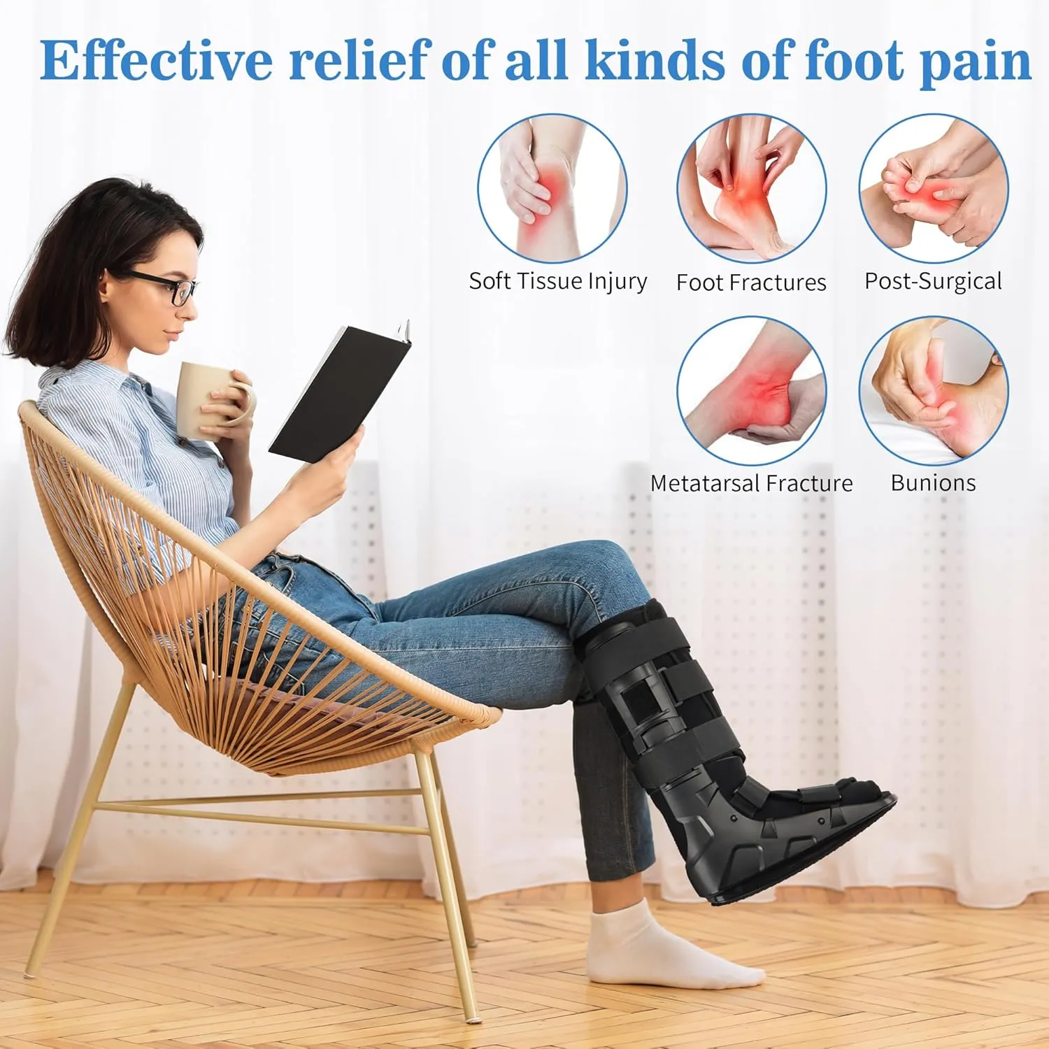 Medibot Air Cam Walker Tall Fracture Boot, Medical Recovery Walking Boot for Broken Foot, Sprained Ankle, Fractures, Adjustable Air Bladders, Universal Fit for Men & Women, Left or Right Foot(Large)