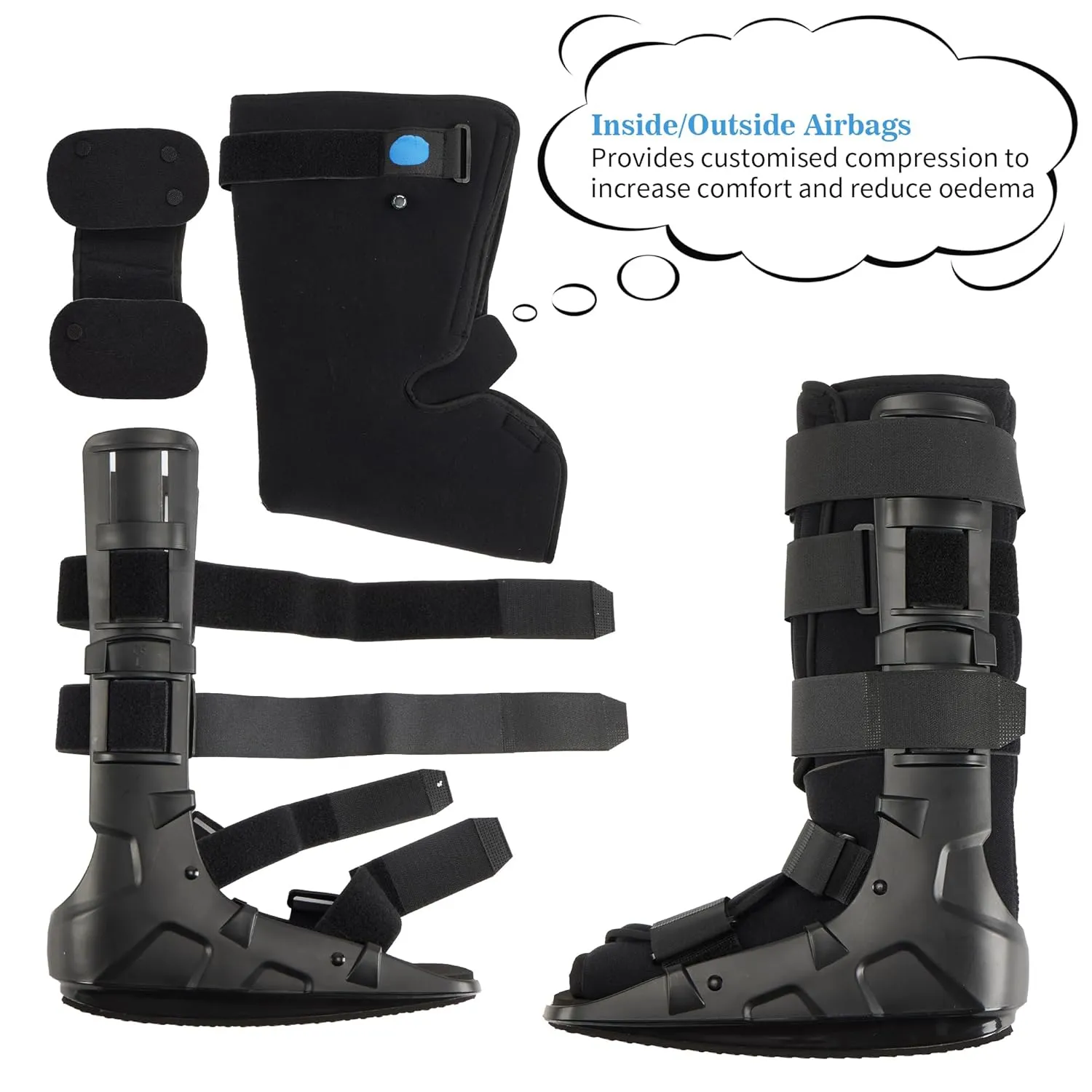 Medibot Air Cam Walker Tall Fracture Boot, Medical Recovery Walking Boot for Broken Foot, Sprained Ankle, Fractures, Adjustable Air Bladders, Universal Fit for Men & Women, Left or Right Foot(Large)