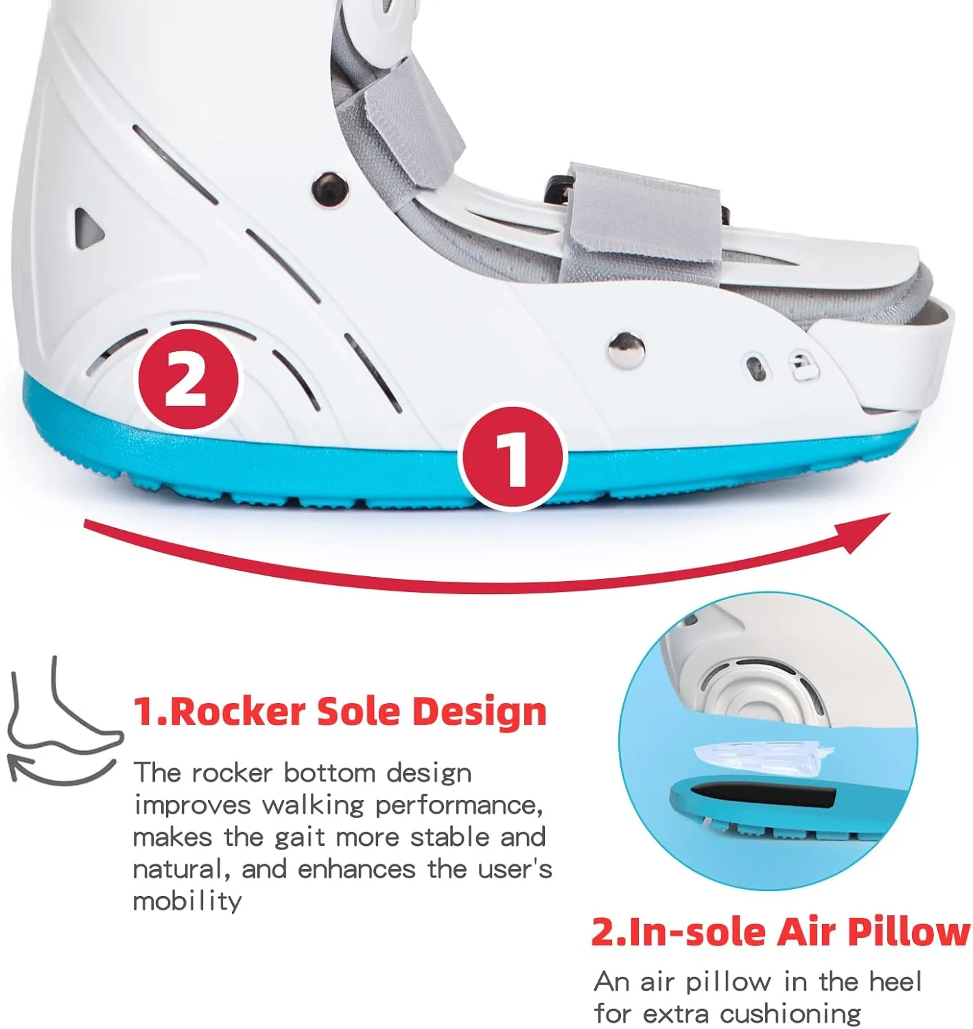 Medical Inflatable Tall Walking Boot Long Orthopaedic Boot Fracture Boot Ultralight Walking Boot for Sprained Ankle Stress Fracture Broken Foot or Achilles Tendonitis (M)