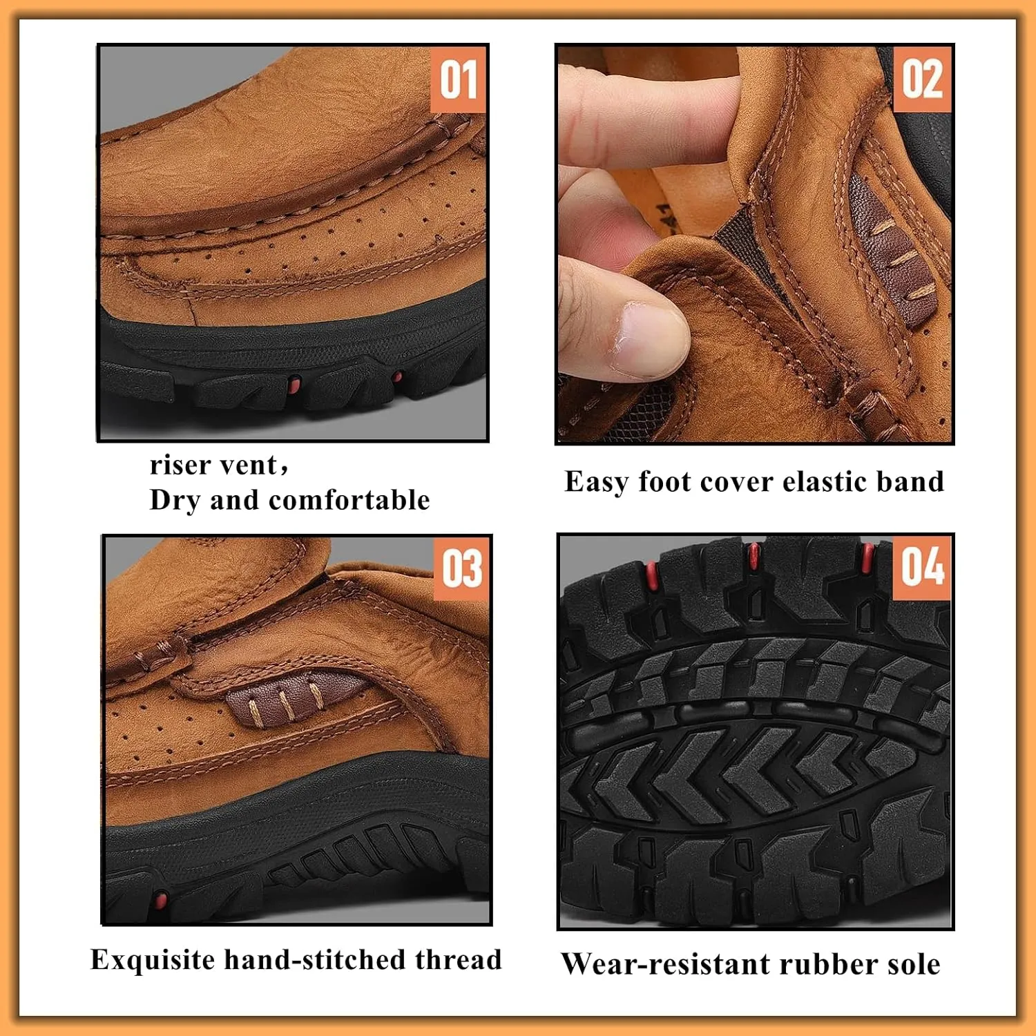Men Casual Shoes Leather Slip On Loafers Walking Shoes for Work Office Dress Outdoor