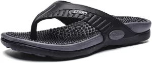 Men Flip-Flops Massage Slippers,Acupressure Massage Sandals,Relief Plantar Fasciitis Heel Arch Arthritis Pain,Breathable Beach Shoes(Size:EU 40,Color:Black)