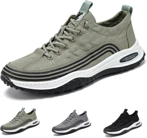 Men's 3D Pattern Soft Height Lifting Canvas Sneakers,Fashion Round Head Air Cushion Elastic Non-Slip Casual Lace-Up Running Sneaker
