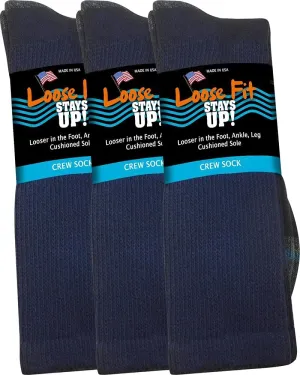 Men's and Women's Casual Crew Socks (Pack of 3) Made in USA! Cushioned Sole