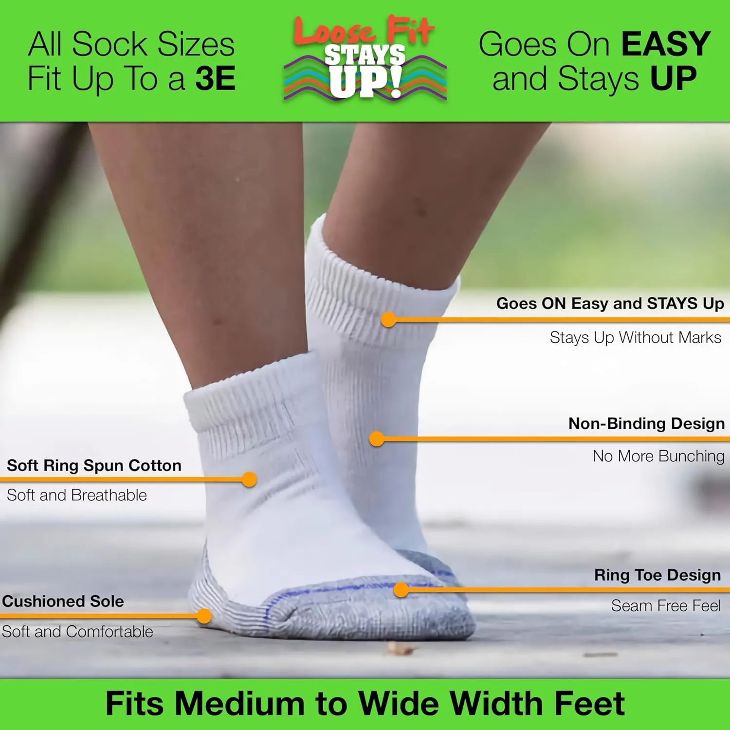 Men's and Women's Casual Lower Cut Socks (Pack of 3) Made in USA, Cushioned Sole