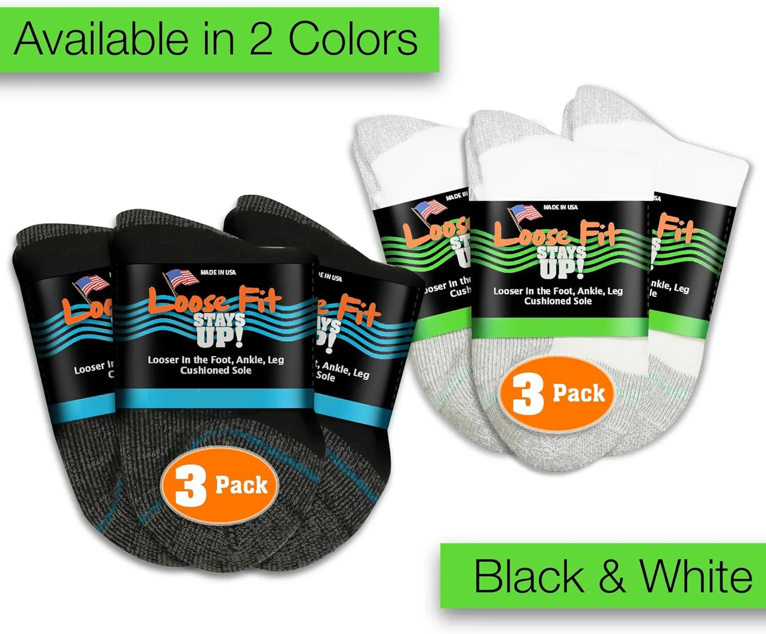 Men's and Women's Casual Lower Cut Socks (Pack of 3) Made in USA, Cushioned Sole