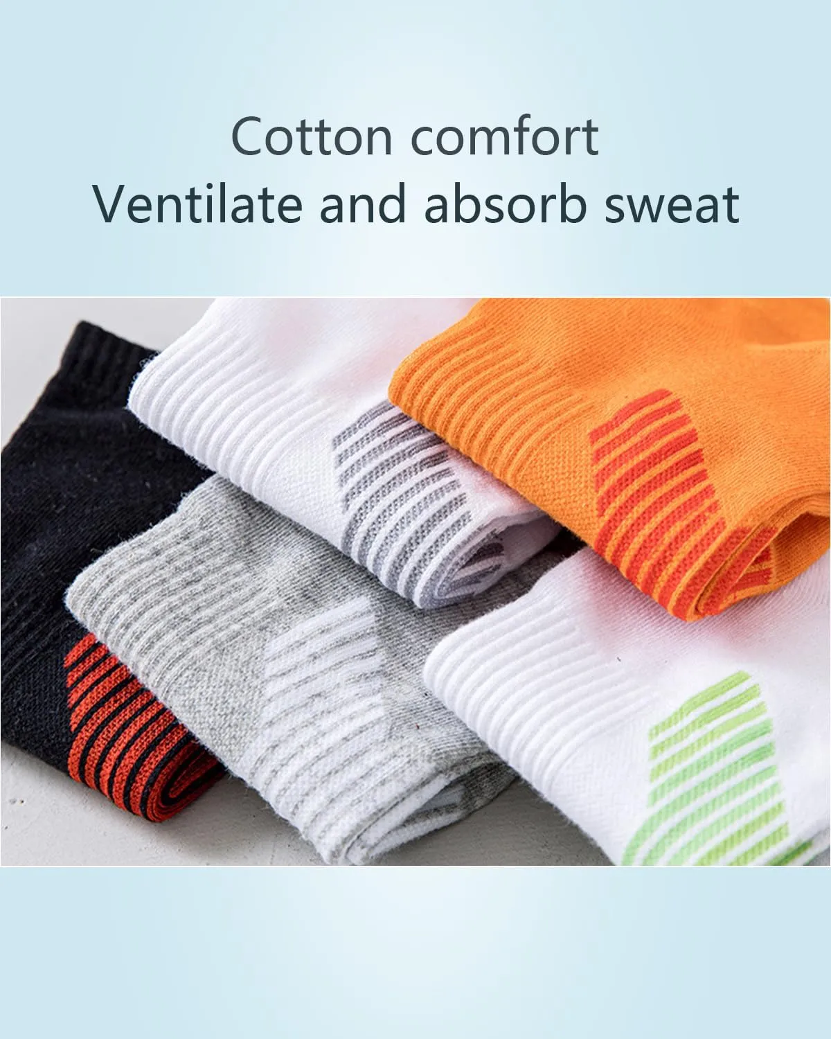 Mens Ankle Athletic Socks Low Cut Breathable Running Socks Cushioned Arch Sport Cotton Casual Socks 6-12 (5 Pairs)