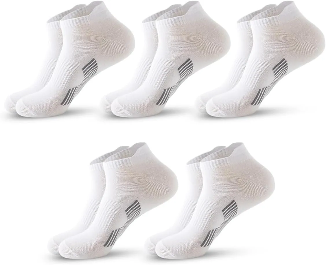Mens Ankle Athletic Socks Low Cut Breathable Running Socks Cushioned Arch Sport Cotton Casual Socks 6-12 (5 Pairs)