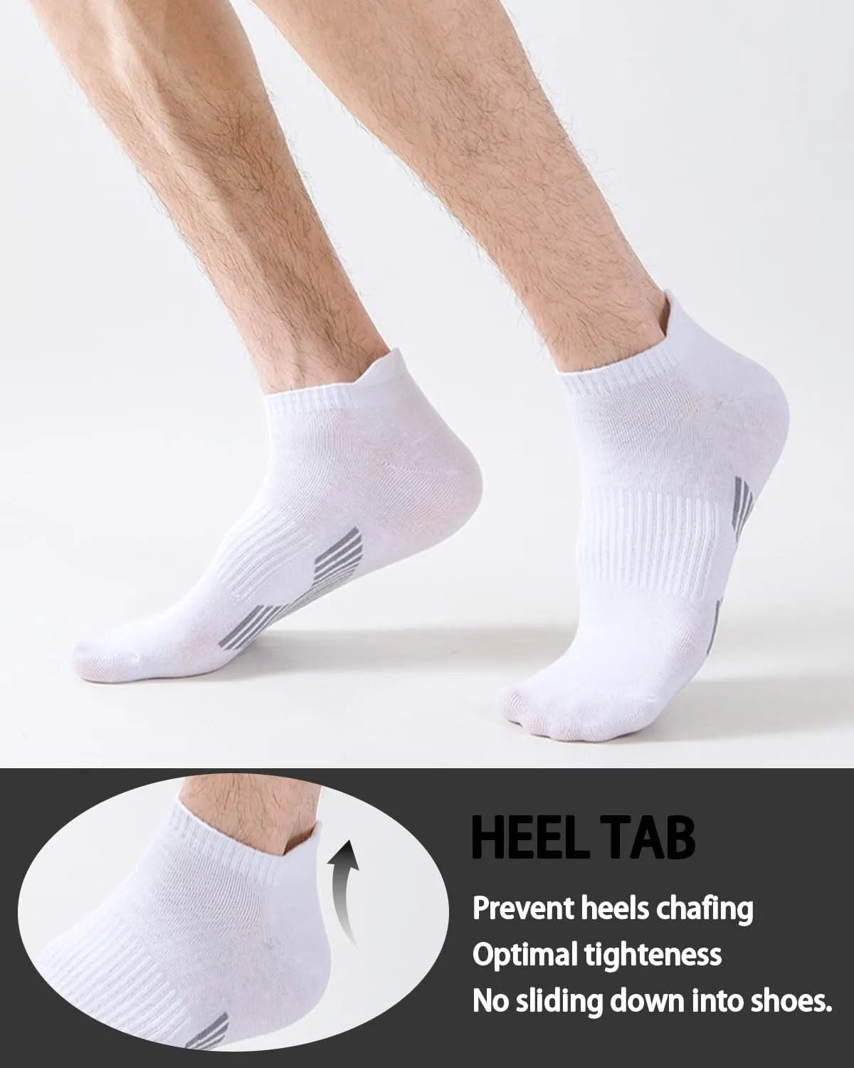 Mens Ankle Athletic Socks Low Cut Breathable Running Socks Cushioned Arch Sport Cotton Casual Socks 6-12 (5 Pairs)