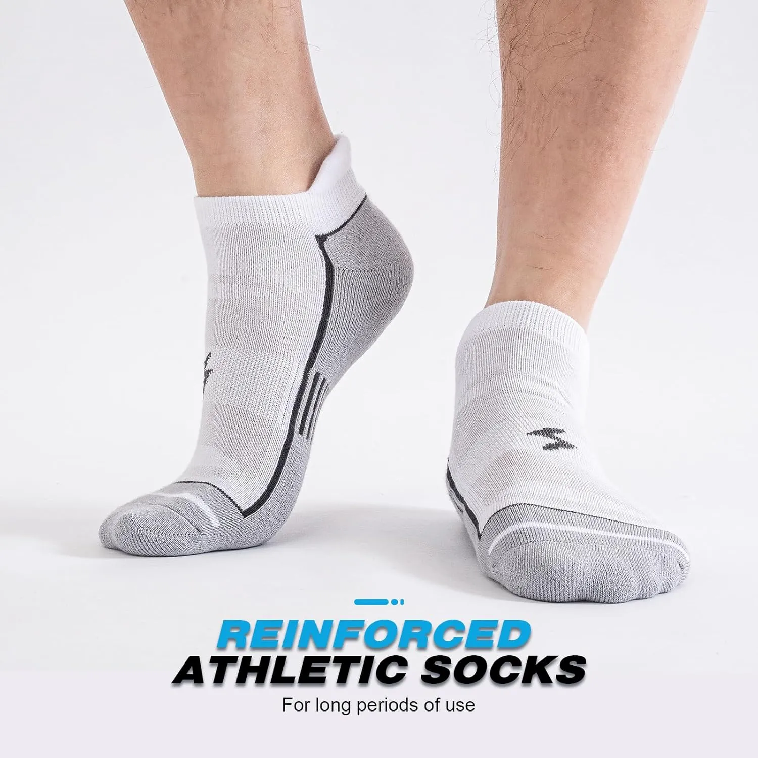 Mens Ankle Running Socks, Athletic Cushioned Low Cut Moisture Wicking Cotton Short Sports Socks, 6 Pairs