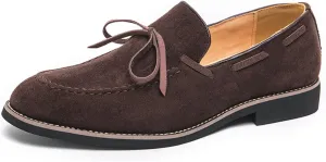Men's Bow Suede Slip on Casual Loafers Low Top Lightweight Non-Slip Flats Driving Boat Shoes for Business Work Office