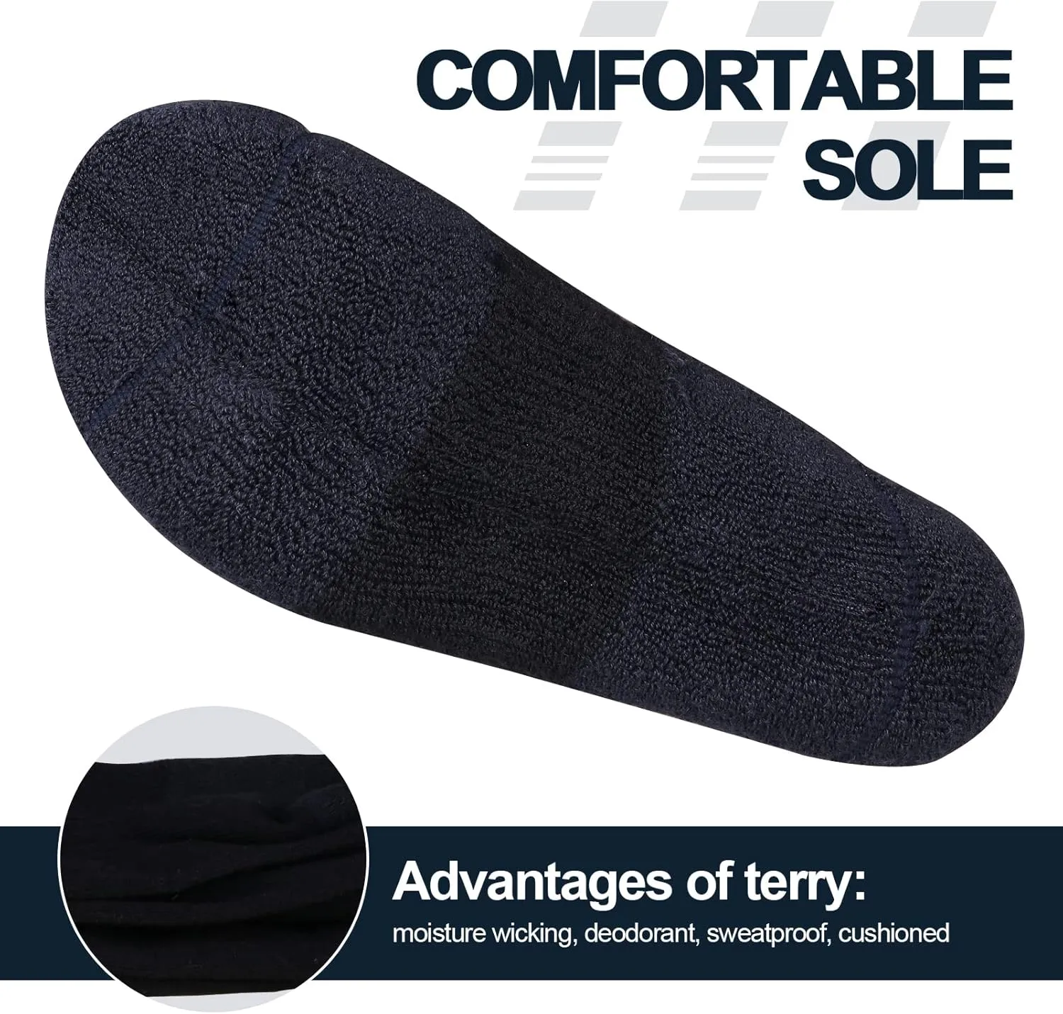 Men's Crew Socks Moisture Wicking Cushioned Performance Casual Everyday Work Training Athletic Socks For Men, 5 Pairs
