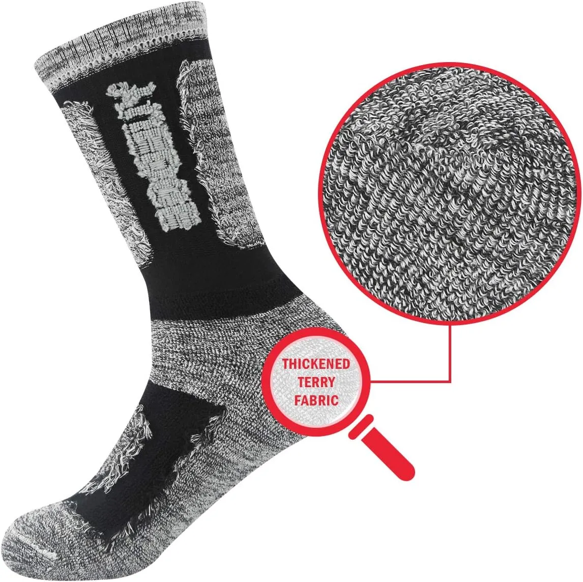 Mens Cushioned Casual Outdoor Hiking Athletic Crew Socks For Men, Sweat Wicking Cotton Everyday Work Socks, 5 Pairs