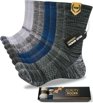 Men's Cushioned Crew Work Socks,Moisture Wicking Cotton Boot Socks Athletic Calf Socks for Hiking Sports Running