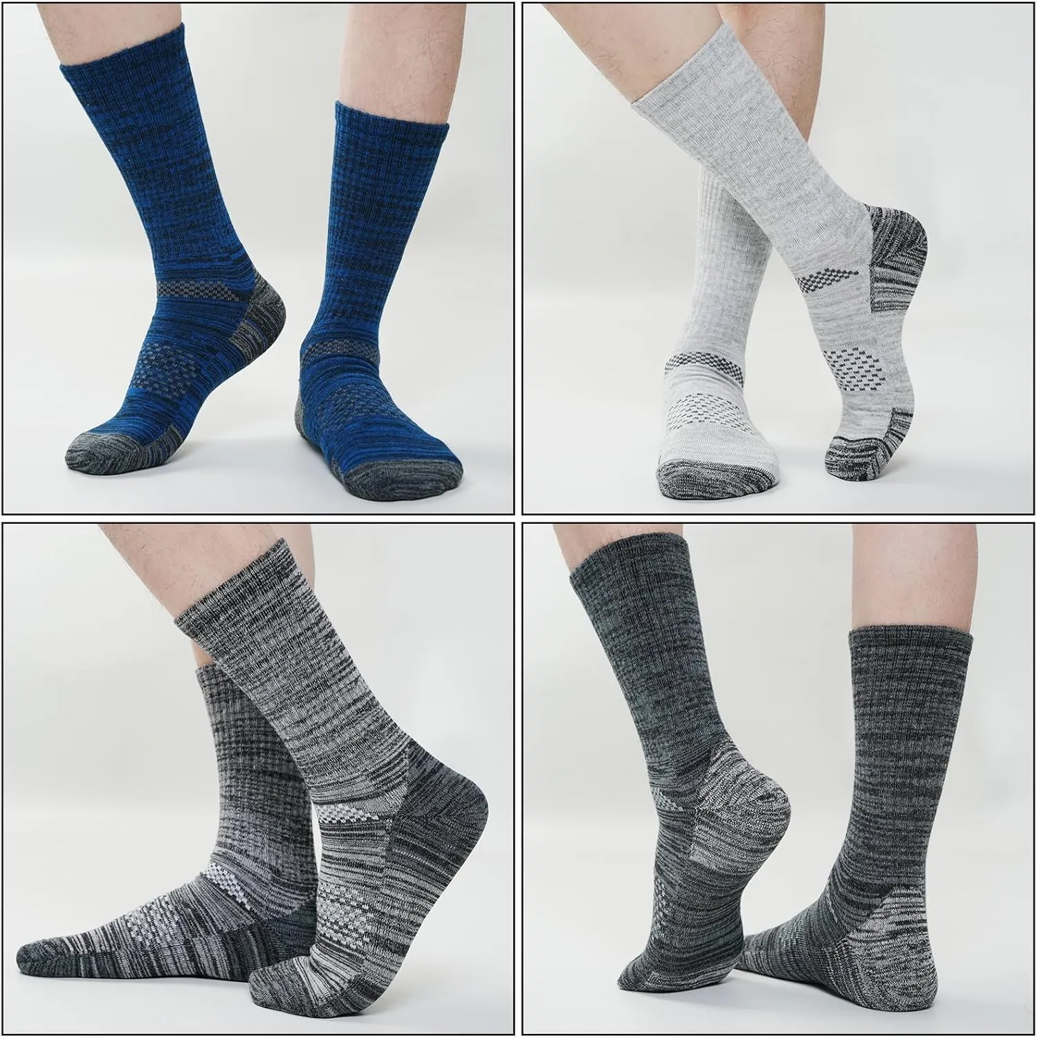 Men's Cushioned Crew Work Socks,Moisture Wicking Cotton Boot Socks Athletic Calf Socks for Hiking Sports Running