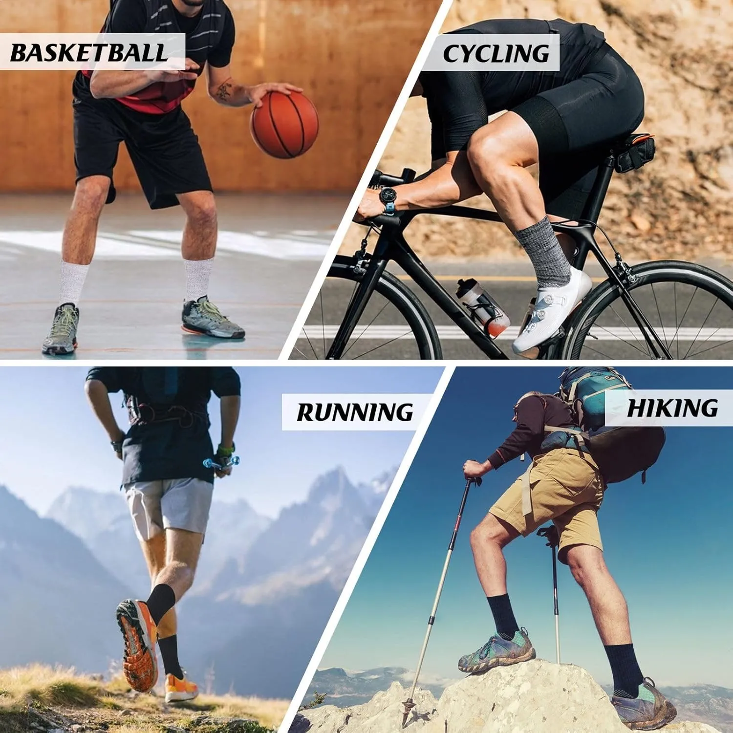 Men's Cushioned Crew Work Socks,Moisture Wicking Cotton Boot Socks Athletic Calf Socks for Hiking Sports Running