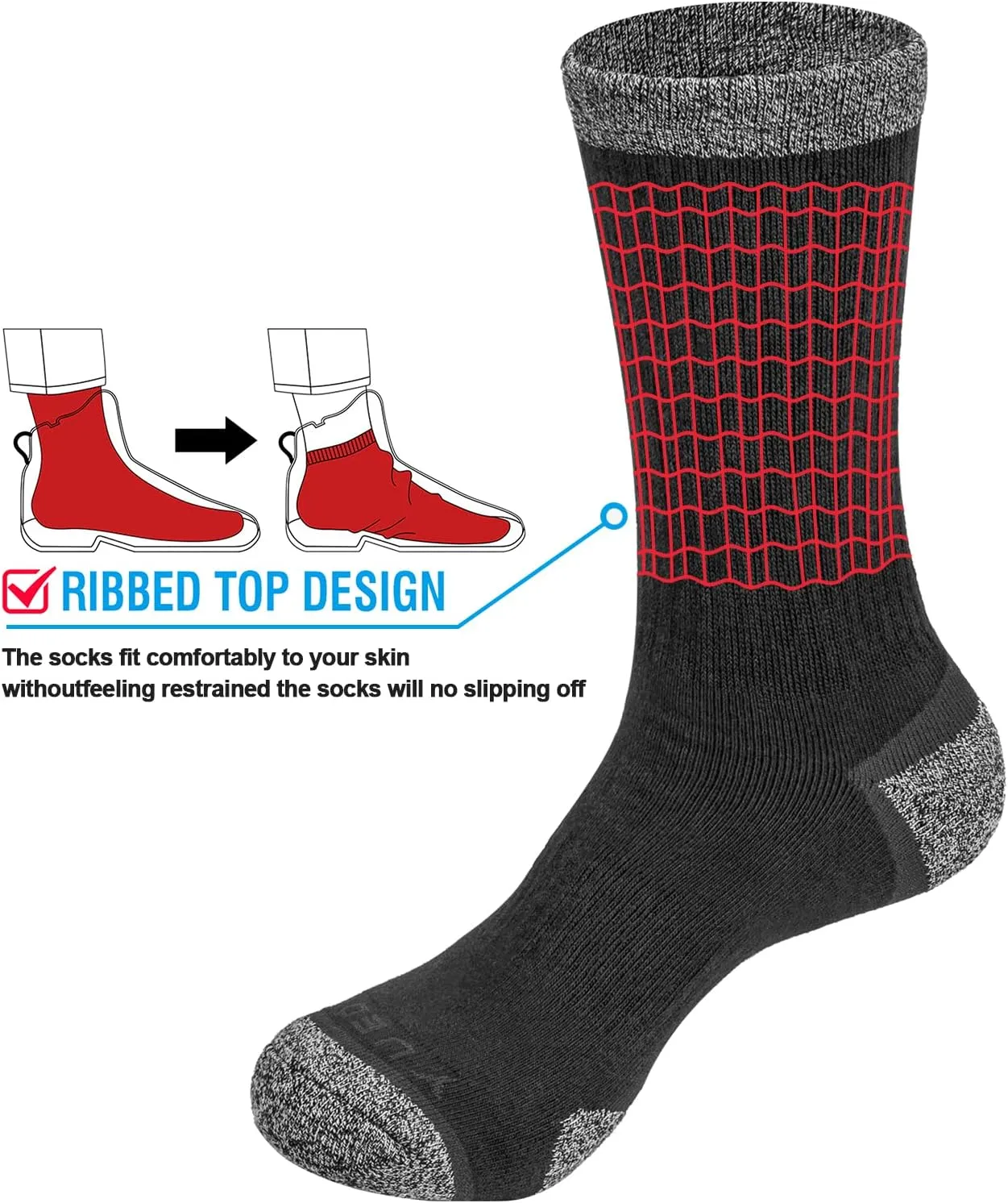 Men's Cushioned Outdoor Hiking Socks For Men, Sweat Wicking Cotton Casual Everyday Work Atheltic Crew Socks, 5 Pairs