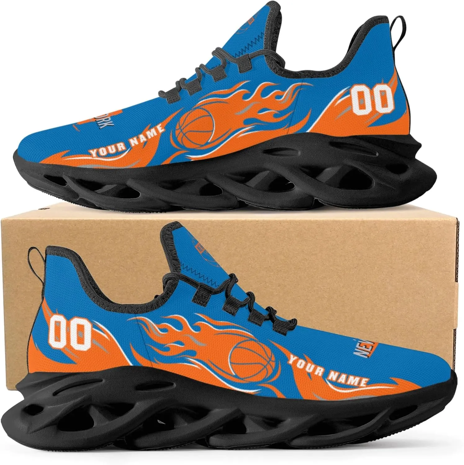 Men's Custom Basketball Flex Control Sneakers Personalized Breathable Fan Gift Name Number Workout Athletic Gym Slip-on Shoes
