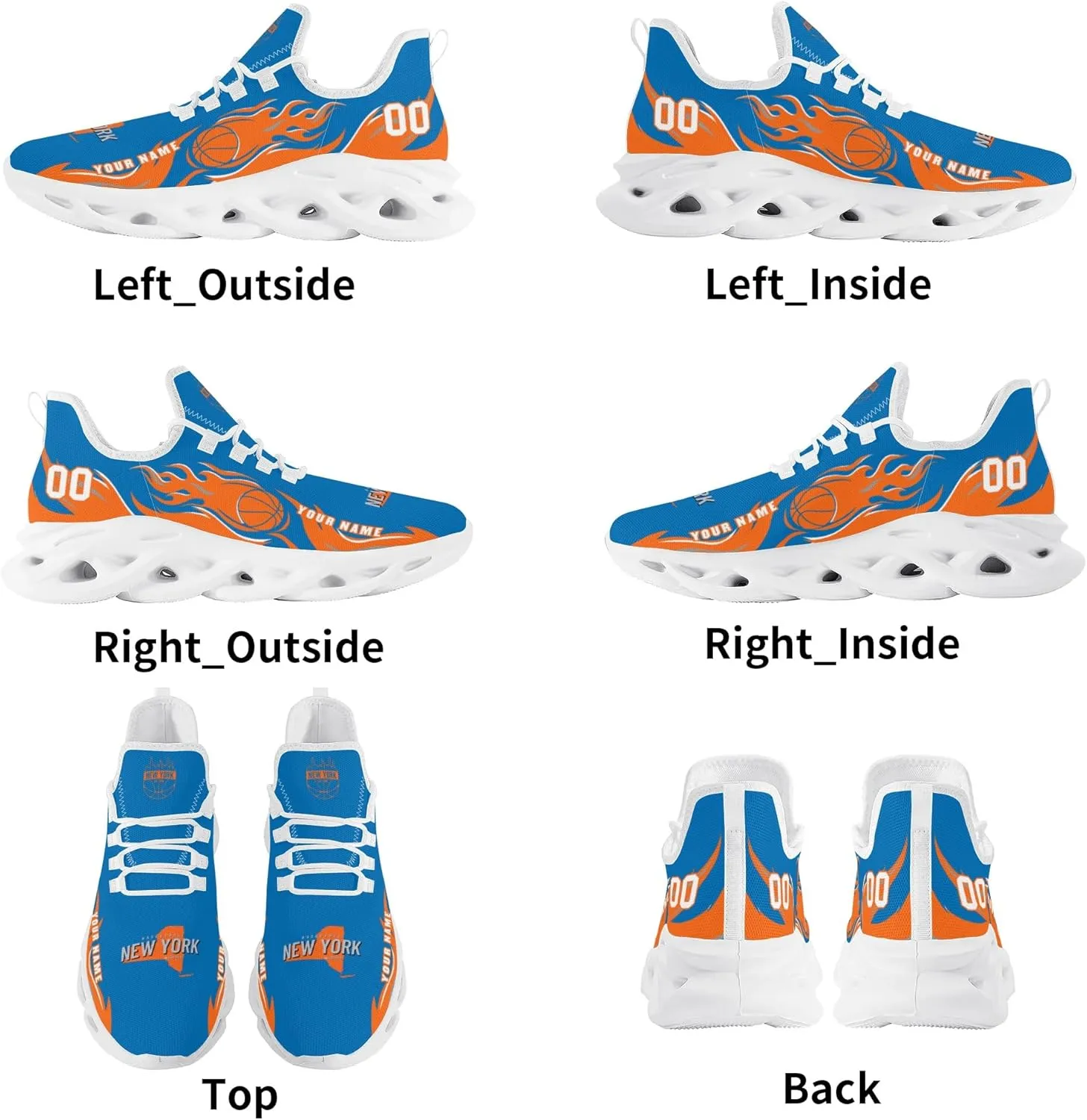 Men's Custom Basketball Flex Control Sneakers Personalized Breathable Fan Gift Name Number Workout Athletic Gym Slip-on Shoes