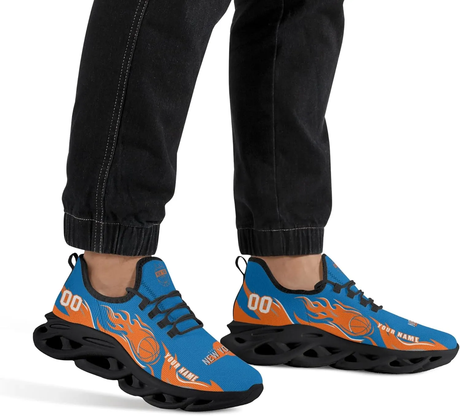 Men's Custom Basketball Flex Control Sneakers Personalized Breathable Fan Gift Name Number Workout Athletic Gym Slip-on Shoes